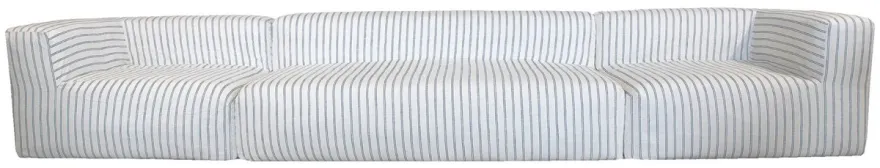 Casa Padrino Luxus Wohnzimmer Sofa mit Streifen Weiß / Blau 450 cm