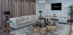 Casa Padrino Luxus Wohnzimmer & Hotel Sessel Creme / Gold 85 x 82 x H. 80 cm