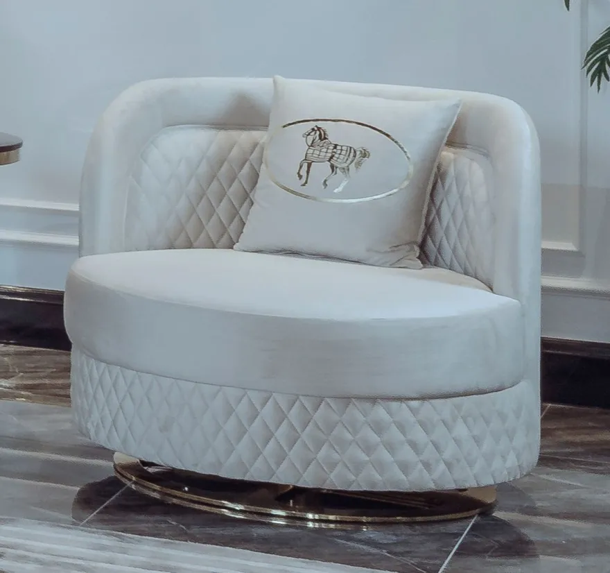 Casa Padrino Luxus Wohnzimmer & Hotel Sessel Creme / Gold 85 x 82 x H. 80 cm