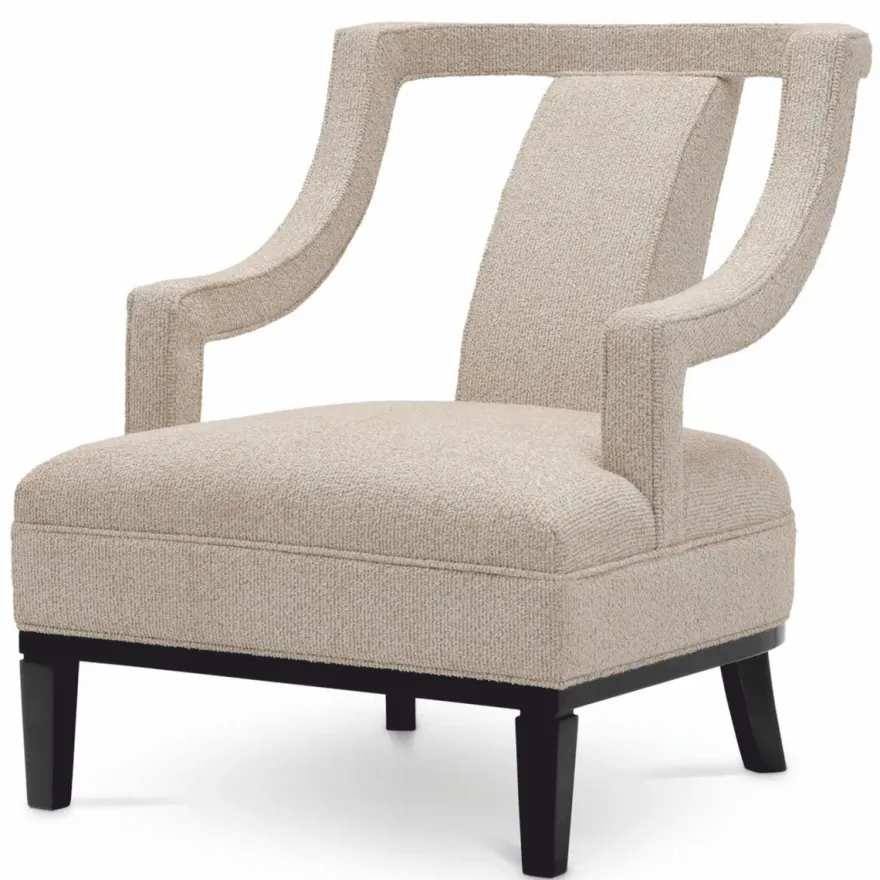 Casa Padrino Luxus Wohnzimmer & Hotel Sessel Beige / Schwarz 67 cm - Luxus Möbel