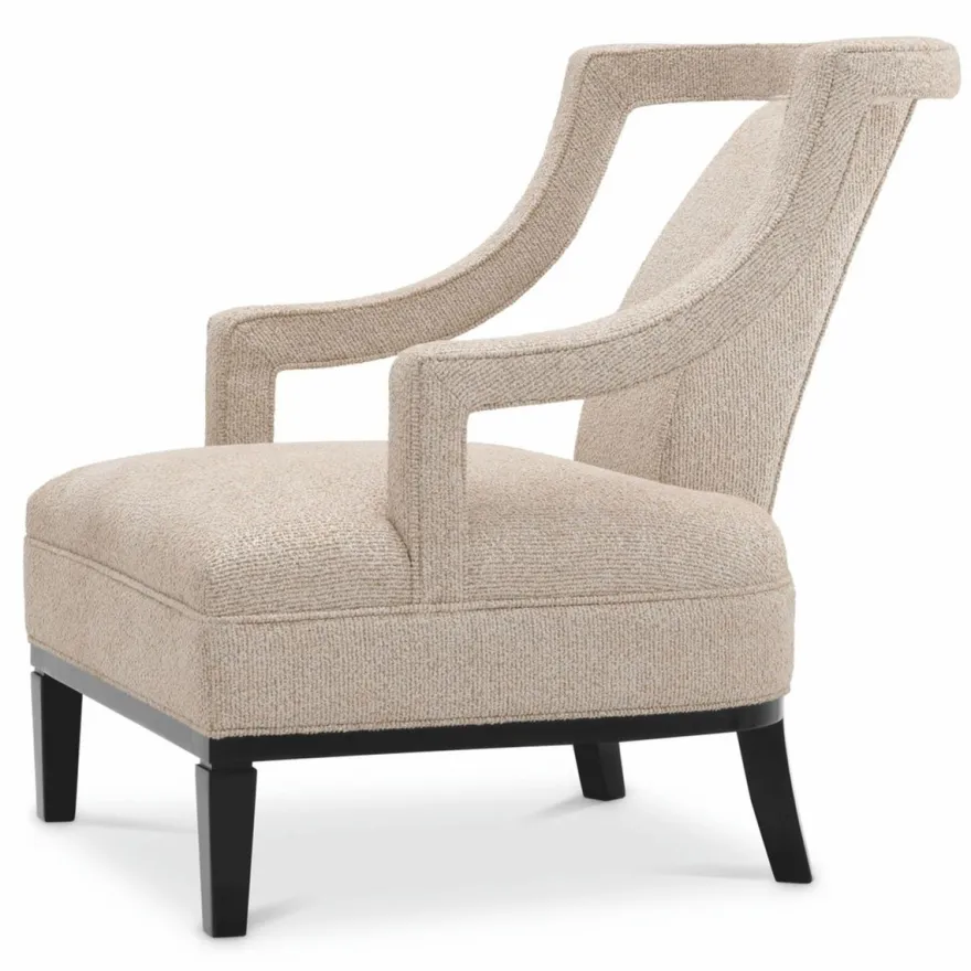 Casa Padrino Luxus Wohnzimmer & Hotel Sessel Beige / Schwarz 67 cm - Luxus Möbel