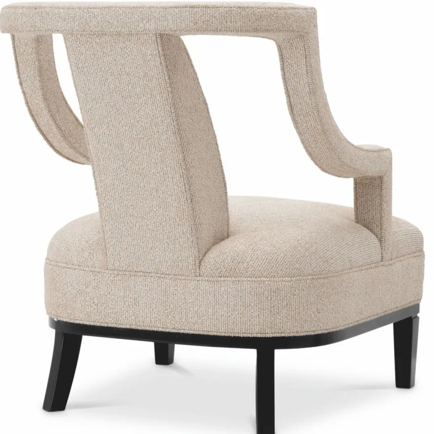 Casa Padrino Luxus Wohnzimmer & Hotel Sessel Beige / Schwarz 67 cm - Luxus Möbel