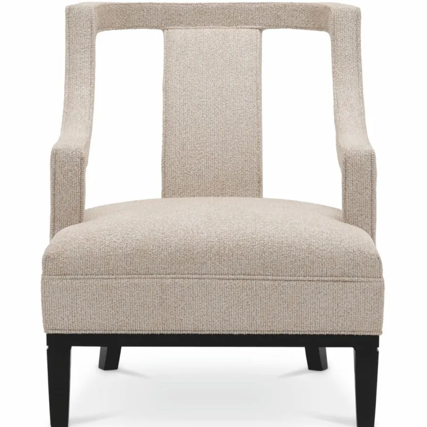 Casa Padrino Luxus Wohnzimmer & Hotel Sessel Beige / Schwarz 67 cm - Luxus Möbel