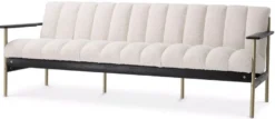 Casa Padrino Luxus Wohnzimmer Sofa Creme / Messing / Schwarz 200 x 78 x H. 73 cm - Modernes Wohnzimmer Sofa - Luxus Wohnzimmer & Hotel Möbel - Luxus Qualität