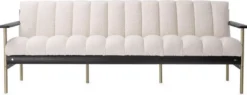 Casa Padrino Luxus Wohnzimmer Sofa Creme / Messing / Schwarz 200 x 78 x H. 73 cm - Modernes Wohnzimmer Sofa - Luxus Wohnzimmer & Hotel Möbel - Luxus Qualität