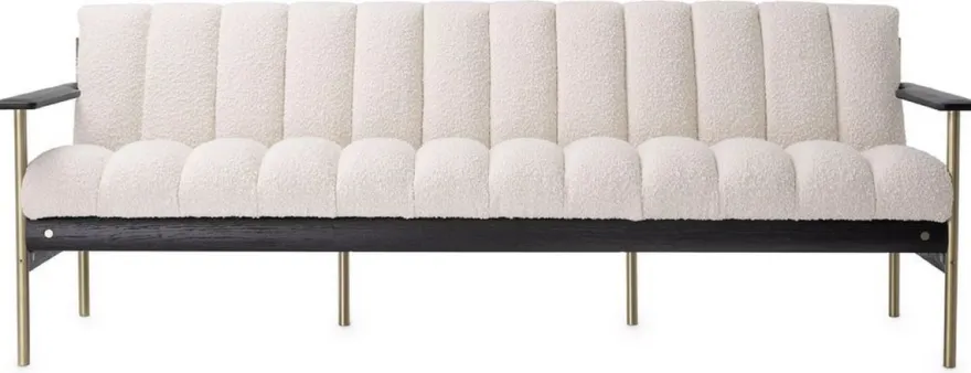 Casa Padrino Luxus Wohnzimmer Sofa Creme / Messing / Schwarz 200 x 78 x H. 73 cm - Modernes Wohnzimmer Sofa - Luxus Wohnzimmer & Hotel Möbel - Luxus Qualität