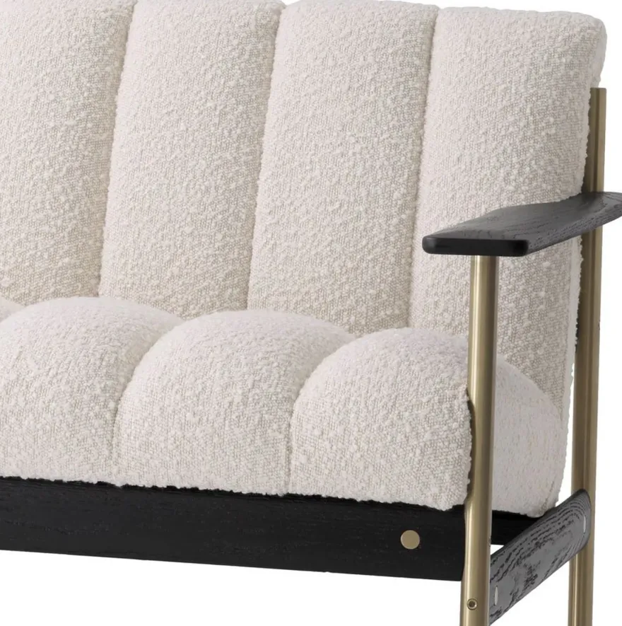 Casa Padrino Luxus Wohnzimmer Sofa Creme / Messing / Schwarz 200 x 78 x H. 73 cm - Modernes Wohnzimmer Sofa - Luxus Wohnzimmer & Hotel Möbel - Luxus Qualität