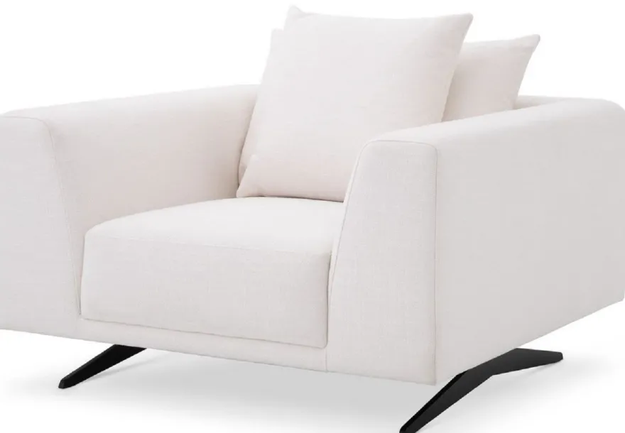 Casa Padrino Luxus Wohnzimmer Sessel mit Kissen Weiß / Bronzefarben 110 x 108 x H. 64 cm - Wohnzimmer Möbel - Luxus Möbel