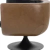 Casa Padrino Luxus Wohnzimmer Echtleder Drehsessel Schwarz / Braun 75 x 70 x H. 66,5 cm - Luxus Möbel