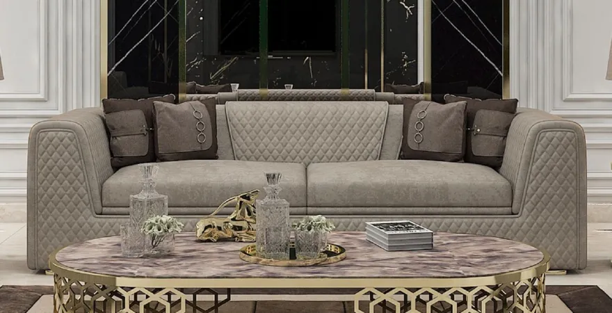 Casa Padrino Luxus Wohnzimmer & Hotel Sofa Grau / Gold 260 cm