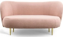Casa Padrino Luxus Wohnzimmer Set Rosa / Gold - 2 Luxus Sofas mit gebogener Rückenlehne & 2 Luxus Sessel mit gebogener Rückenlehne - Luxus Einrichtung - Wohnzimmer Möbel - Luxus Möbel