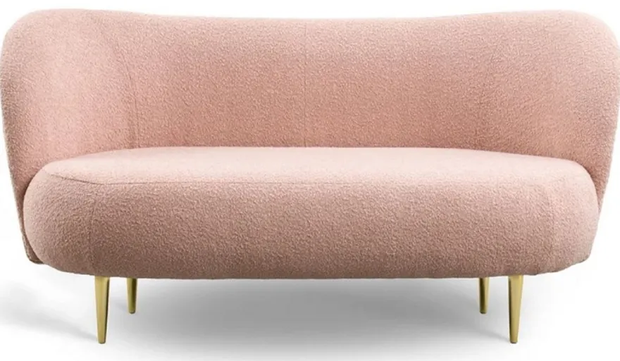 Casa Padrino Luxus Wohnzimmer Set Rosa / Gold - 2 Luxus Sofas mit gebogener Rückenlehne & 2 Luxus Sessel mit gebogener Rückenlehne - Luxus Einrichtung - Wohnzimmer Möbel - Luxus Möbel