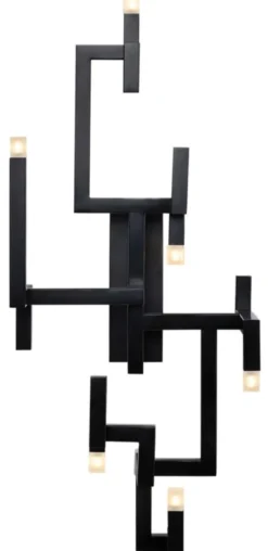Casa Padrino Luxus Wohnzimmer Edelstahl LED Wandleuchte Schwarz 30,5 x 28,5 x H. 73,5 cm - Pulverbeschichtete Designer Wandlampe