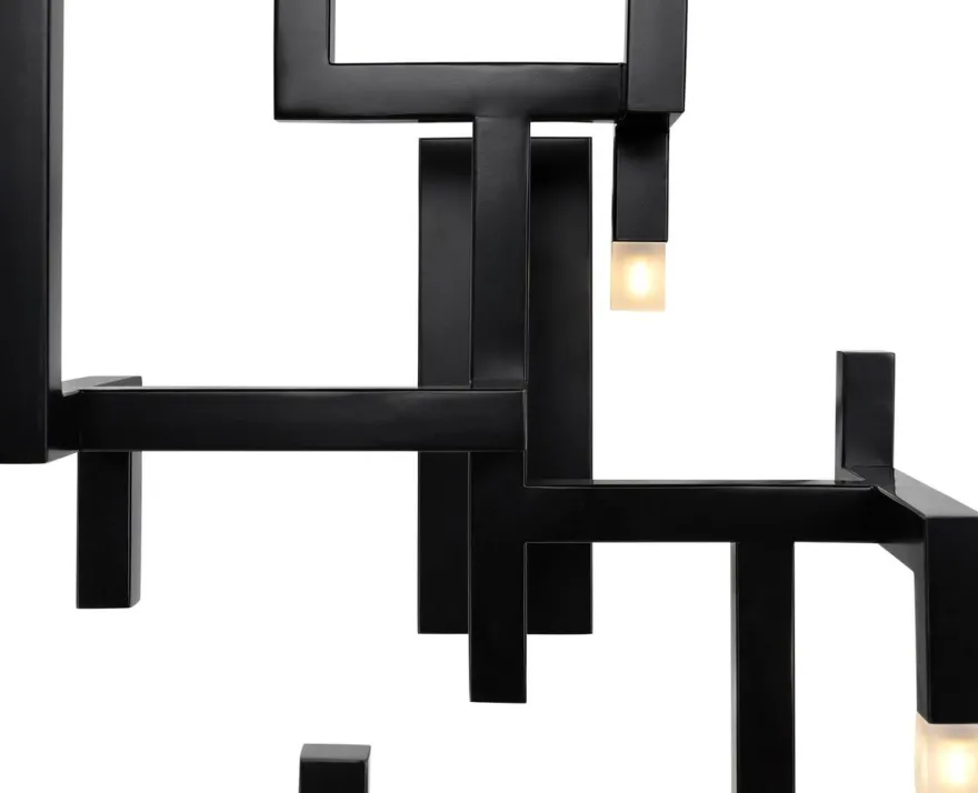 Casa Padrino Luxus Wohnzimmer Edelstahl LED Wandleuchte Schwarz 30,5 x 28,5 x H. 73,5 cm - Pulverbeschichtete Designer Wandlampe