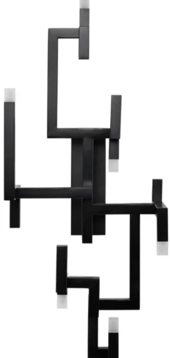 Casa Padrino Luxus Wohnzimmer Edelstahl LED Wandleuchte Schwarz 30,5 x 28,5 x H. 73,5 cm - Pulverbeschichtete Designer Wandlampe