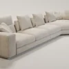Casa Padrino Luxus Wohnzimmer Sofa mit Kissen Beige / Silber 400 x 130 x H. 56 cm - Luxus Wohnzimmer Möbel