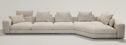 Casa Padrino Luxus Wohnzimmer Sofa mit Kissen Beige / Silber 400 x 130 x H. 56 cm - Luxus Wohnzimmer Möbel