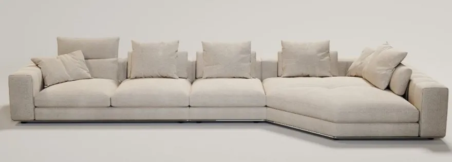 Casa Padrino Luxus Wohnzimmer Sofa mit Kissen Beige / Silber 400 x 130 x H. 56 cm - Luxus Wohnzimmer Möbel