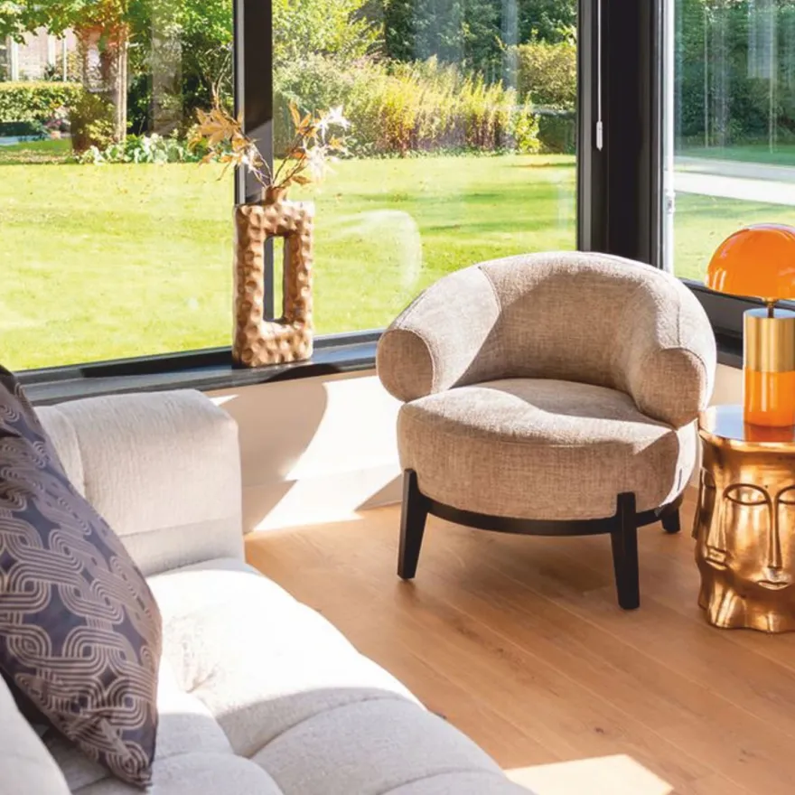 Casa Padrino Luxus Wohnzimmer & Hotel Sessel Beige / Schwarz 88 cm - Luxus Möbel