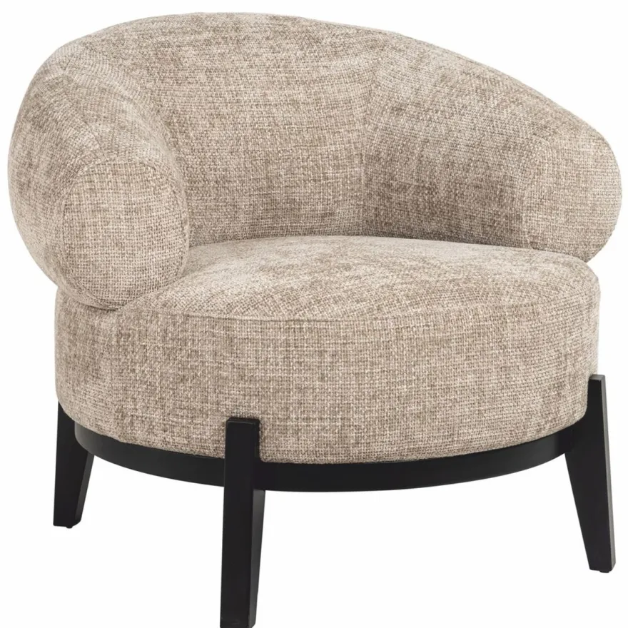 Casa Padrino Luxus Wohnzimmer & Hotel Sessel Beige / Schwarz 88 cm - Luxus Möbel