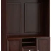 Casa Padrino Luxus Wohnzimmerschrank mit 2 Türen und 2 Schubladen Dunkelbraun / Silber 135,8 x 44,2 x H. 225,6 cm - Luxus Wohnzimmermöbel
