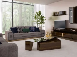 Casa Padrino Luxus Wohnzimmer Sofa Grau / Schwarz / Gold 220 x 100 x H. 65 cm - Edle Wohnzimmer Möbel - Luxus Möbel
