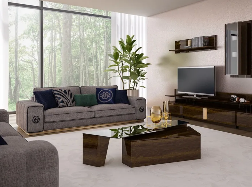 Casa Padrino Luxus Wohnzimmer Sofa Grau / Schwarz / Gold 220 x 100 x H. 65 cm - Edle Wohnzimmer Möbel - Luxus Möbel