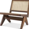 Casa Padrino Luxus Wohnzimmer Sessel Braun / Naturfarben 69,5 x 74 x H. 76 cm - Massivholz Sessel mit Rattangeflecht - Luxus Möbel