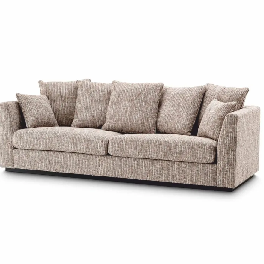 Casa Padrino Luxus Wohnzimmer Sofa Beige / Schwarz 255 cm - Wohnzimmer & Hotel Möbel