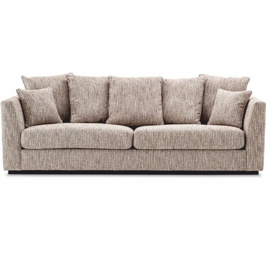 Casa Padrino Luxus Wohnzimmer Sofa Beige / Schwarz 255 cm - Wohnzimmer & Hotel Möbel