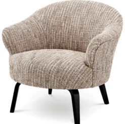 Casa Padrino Luxus Wohnzimmer & Hotel Sessel Beige / Schwarz H. 68,5 cm - Luxus Möbel