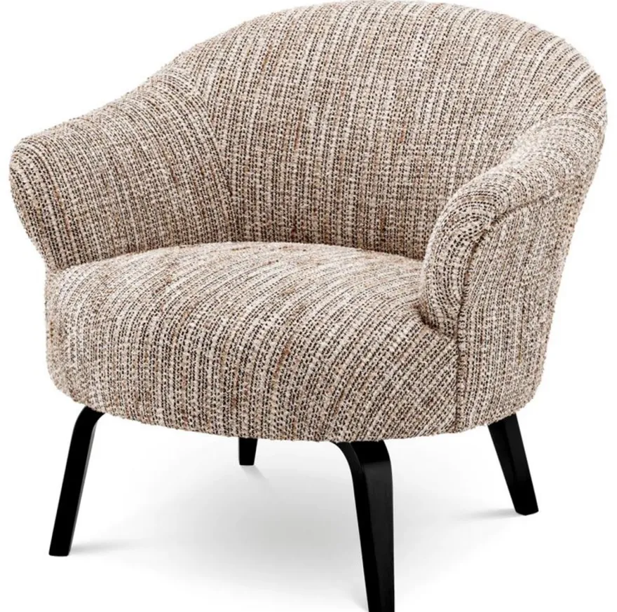 Casa Padrino Luxus Wohnzimmer & Hotel Sessel Beige / Schwarz H. 68,5 cm - Luxus Möbel