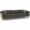 Casa Padrino Luxus Wohzimmer & Hotel Sofa Grau / Naturfarben / Messing 250 cm - Luxus Möbel
