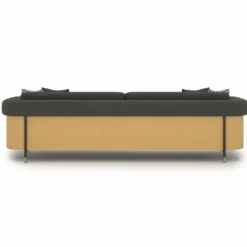 Casa Padrino Luxus Wohzimmer & Hotel Sofa Grau / Naturfarben / Messing 250 cm - Luxus Möbel