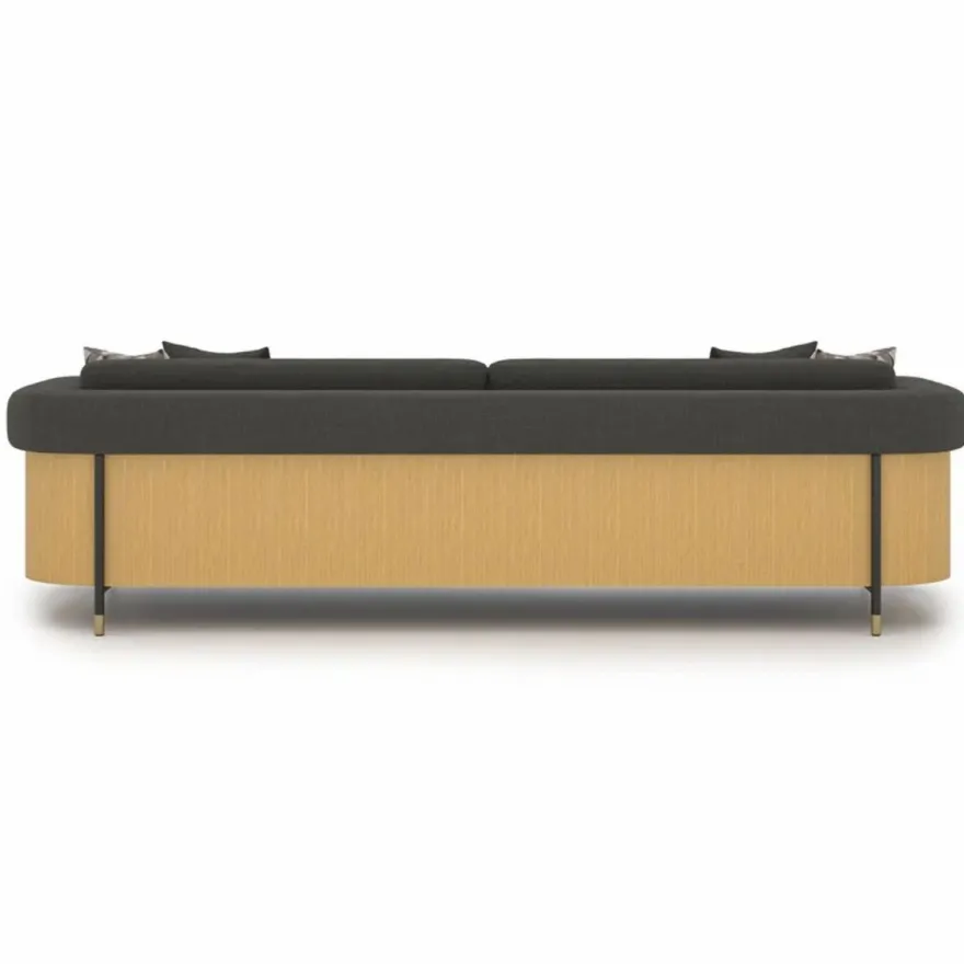 Casa Padrino Luxus Wohzimmer & Hotel Sofa Grau / Naturfarben / Messing 250 cm - Luxus Möbel