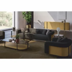 Casa Padrino Luxus Wohzimmer & Hotel Sofa Grau / Naturfarben / Messing 250 cm - Luxus Möbel