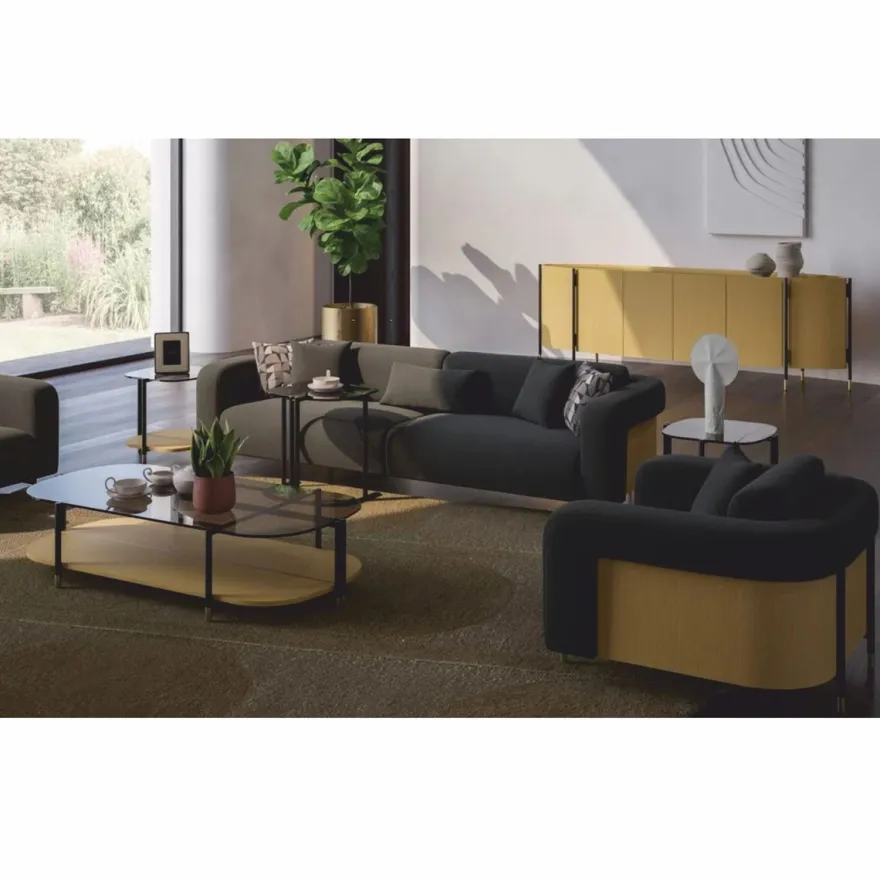 Casa Padrino Luxus Wohzimmer & Hotel Sofa Grau / Naturfarben / Messing 250 cm - Luxus Möbel