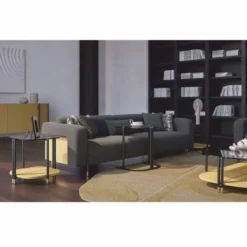 Casa Padrino Luxus Wohzimmer & Hotel Sofa Grau / Naturfarben / Messing 250 cm - Luxus Möbel