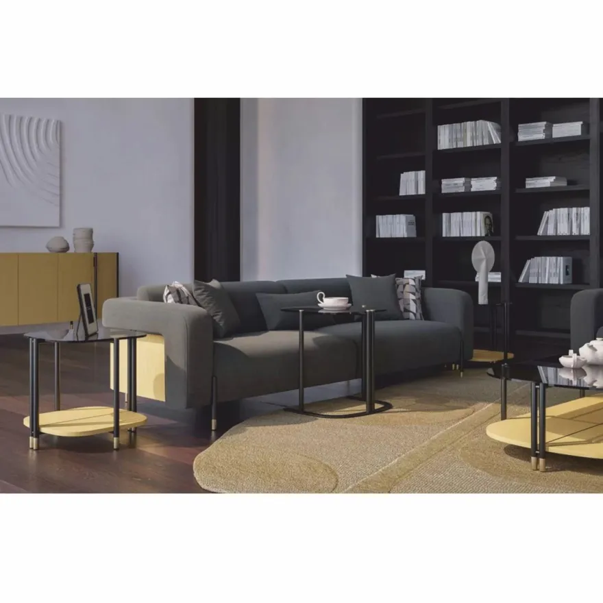Casa Padrino Luxus Wohzimmer & Hotel Sofa Grau / Naturfarben / Messing 250 cm - Luxus Möbel