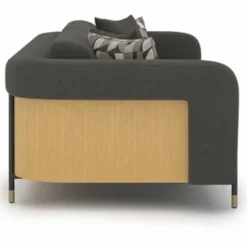 Casa Padrino Luxus Wohzimmer & Hotel Sofa Grau / Naturfarben / Messing 250 cm - Luxus Möbel