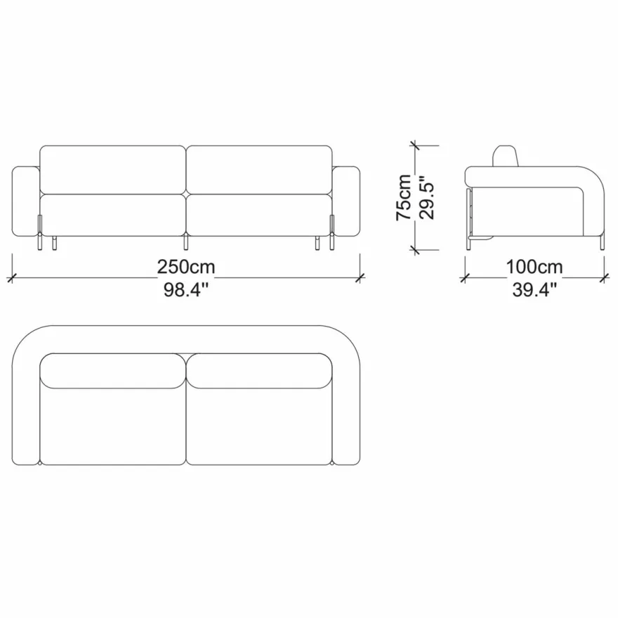 Casa Padrino Luxus Wohzimmer & Hotel Sofa Grau / Naturfarben / Messing 250 cm - Luxus Möbel