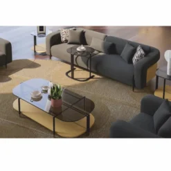Casa Padrino Luxus Wohzimmer & Hotel Sofa Grau / Naturfarben / Messing 250 cm - Luxus Möbel