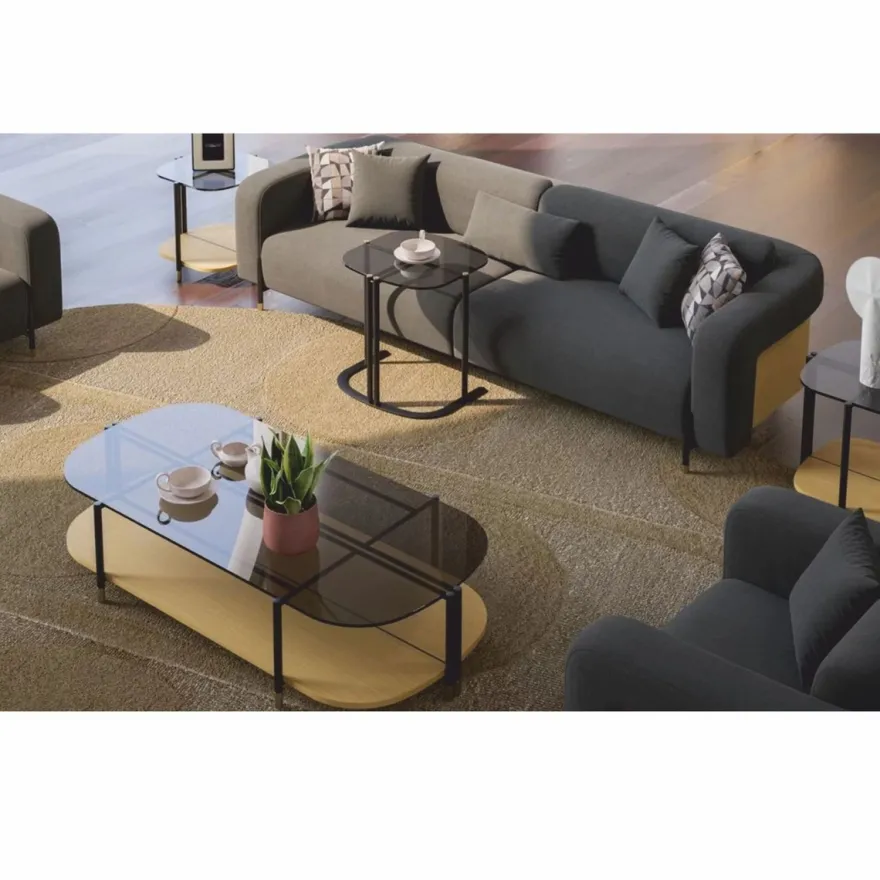 Casa Padrino Luxus Wohzimmer & Hotel Sofa Grau / Naturfarben / Messing 250 cm - Luxus Möbel