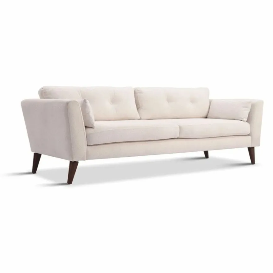 Casa Padrino Luxus Wohzimmer Sofa Creme / Dunkelbraun 220 cm - Wohnzimmer Möbel