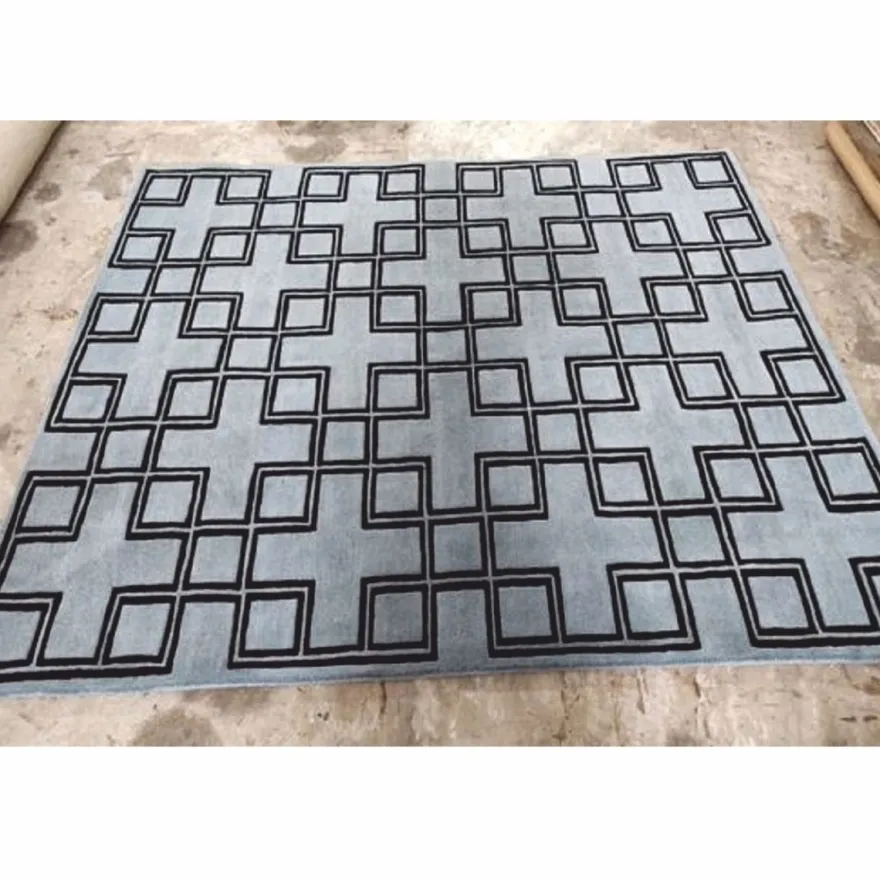 Casa Padrino Luxus Wollteppich Grau / Schwarz 200 x 290 cm - Luxus Qualität