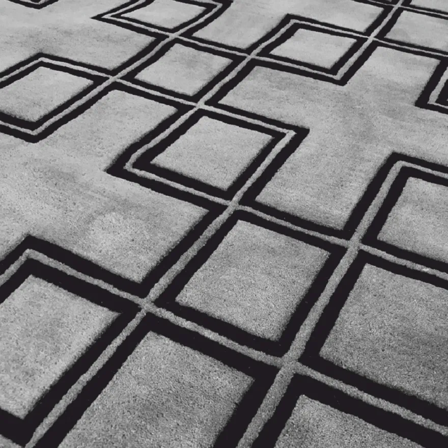 Casa Padrino Luxus Wollteppich Grau / Schwarz 200 x 290 cm - Luxus Qualität