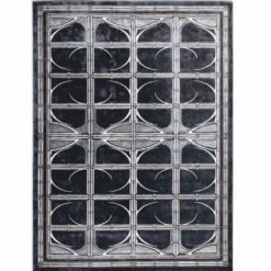 Casa Padrino Luxus Wollteppich Schwarz / Grau / Weiß - Verschiedene Größen