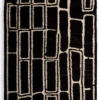 Casa Padrino Luxus Woll Teppich Schwarz / Elfenbein 200 x 300 cm - Handgewebter Wohnzimmer Teppich - Wohnzimmer Deko Accessoires - Luxus Möbel - Luxus Interior