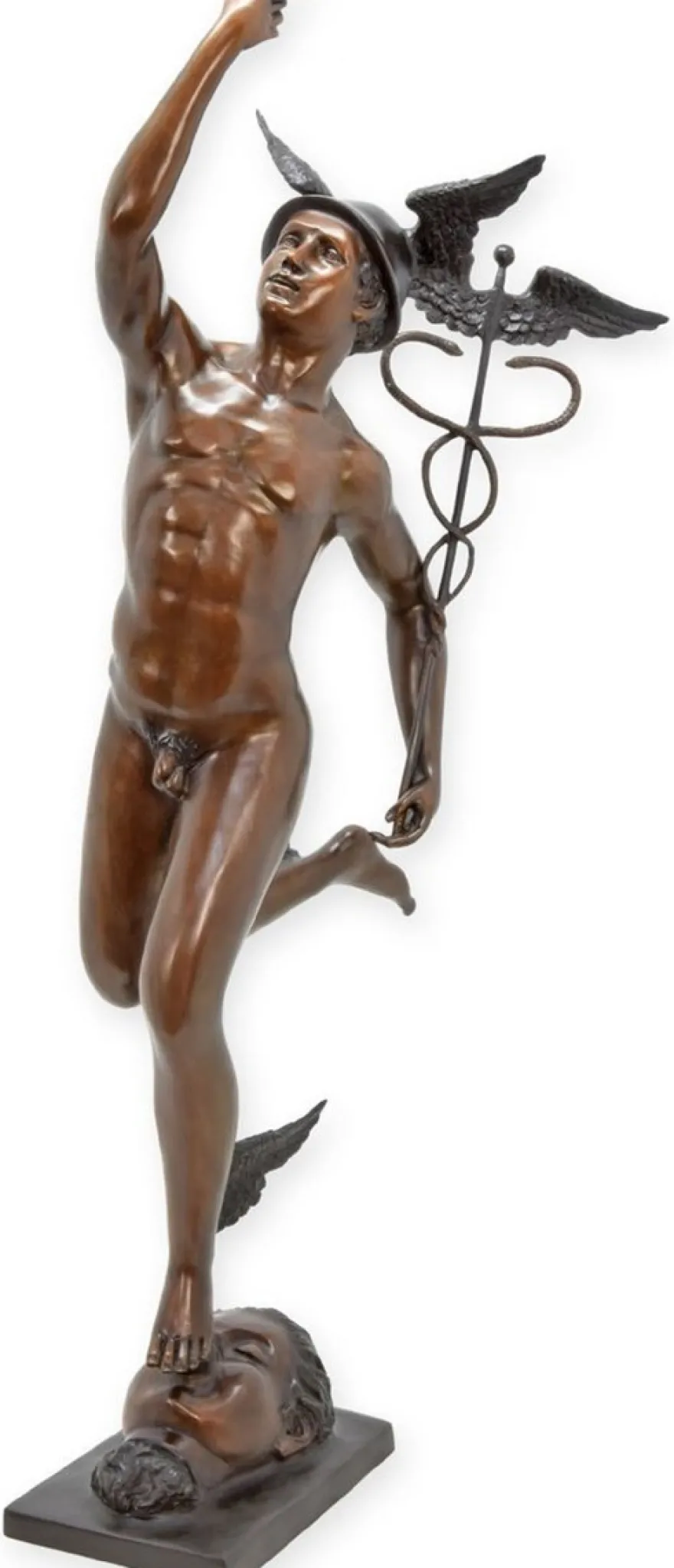 Casa Padrino Luxus XXL Bronze Deko Skulptur Gott Bronze / Grau 58 x H. 160 cm - Große XXL Bronze Figur - Wohnzimmer Deko - Garten Deko