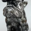 Casa Padrino Luxus XXL Deko Skulptur Hund Bulldogge Antik Silber H. 100 cm - Große Deko Figur - XXL Wohnzimmer Deko - XXL Garten Deko